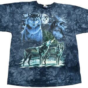 Howling Wolves Blue Tie Dye Short Sleeve T Shirt XL